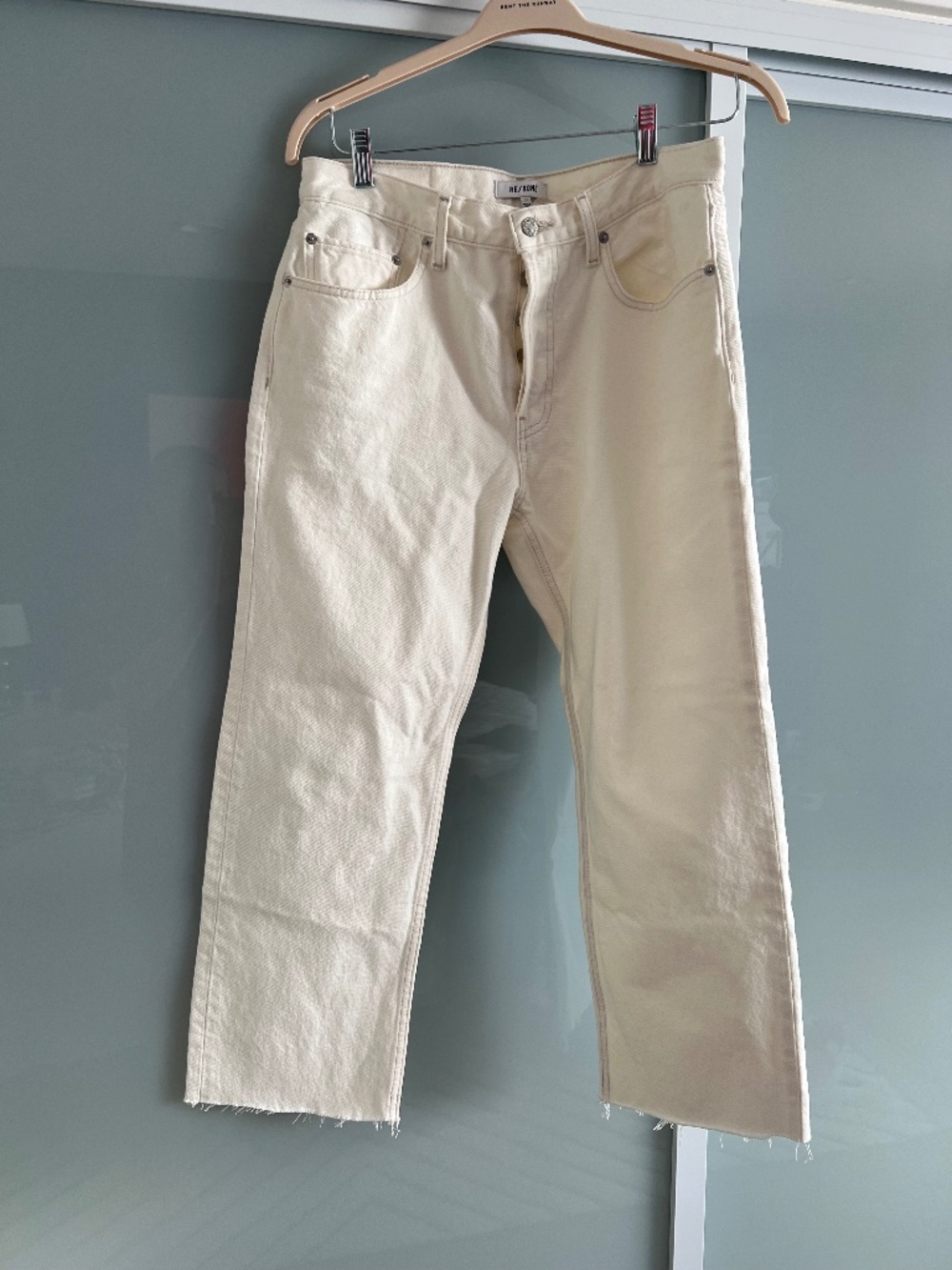 Re/Done Beau Raw Hem Crop Straight Leg Jeans (NWT)